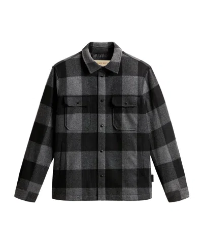 Woolrich Checked Italian Wool Blend Alaskan Padded Overshirt In Multi