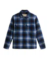 Woolrich Checked Italian Wool Blend Alaskan Padded Overshirt In Black