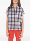 Woolrich Checked Johnny-collar Tunic In Blue