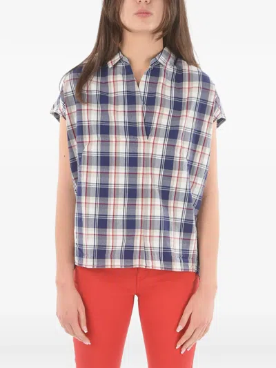 Woolrich Checked Johnny-collar Tunic In Blue