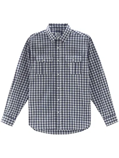 Woolrich Checked Linen Shirt In Blue