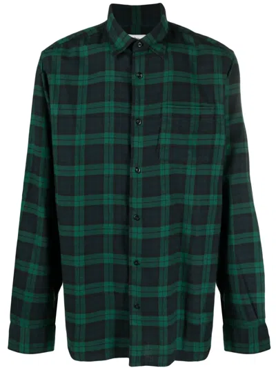 Woolrich Checked Long-sleeve Cotton Shirt In Green