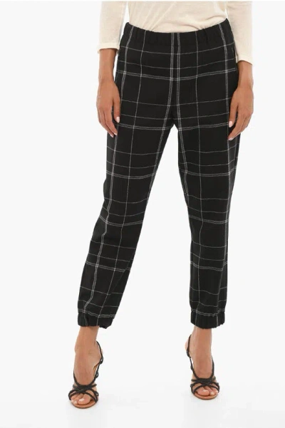 Woolrich Checked Pants With Elastic Waist In Black
