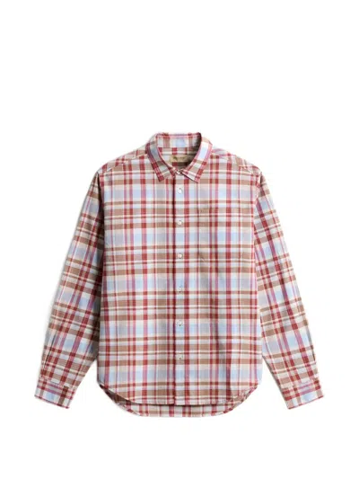 Woolrich Checked Patch Cotton Shirt In Red