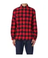 Woolrich Checked Cotton Flannel Shirt With Double Breast Pocket In Red