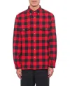 Woolrich Checked Cotton Flannel Shirt With Double Breast Pocket In Red Buffalo