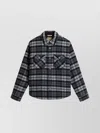 Woolrich Checked Pattern Shirt Jacket With Flap Pockets In Gray