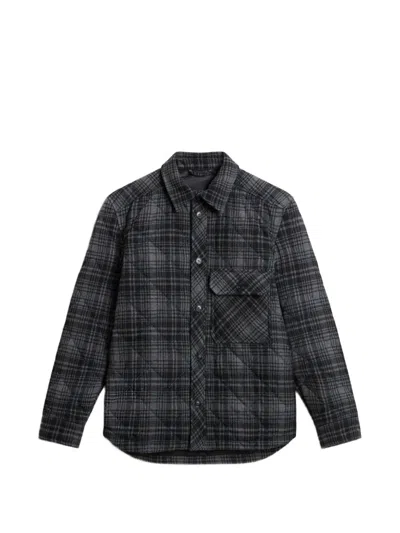 Woolrich Checked Quilted Shirt Jacket In Gray