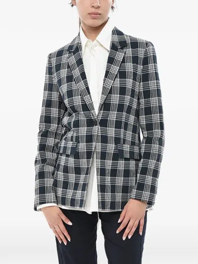 Woolrich Checked Seersucker Blazer In Blue