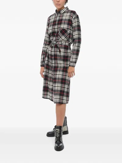Woolrich Checked Shirt Midi Dress In Black