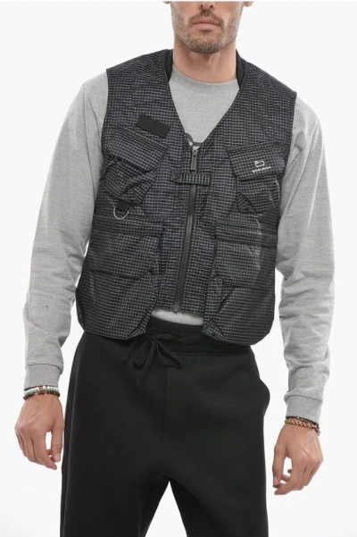 Woolrich Checked Tsunooga Vest With Breast Pocket In Black