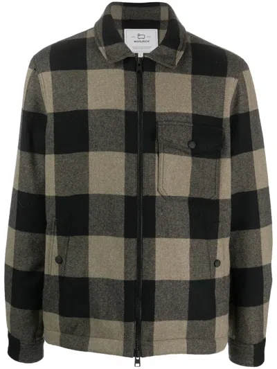 WOOLRICH CHECKED WOOL-BLEND SHIRT JACKET