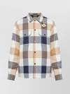 Woolrich Checked Wool Blend Shirt Jacket With Chest Pockets In Neutral