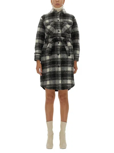 Woolrich Checked Wool-blend Shirt Coat In Black