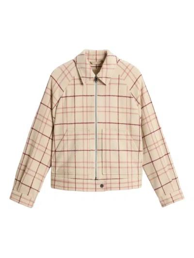 Woolrich Checked Zip-front Top In Nude