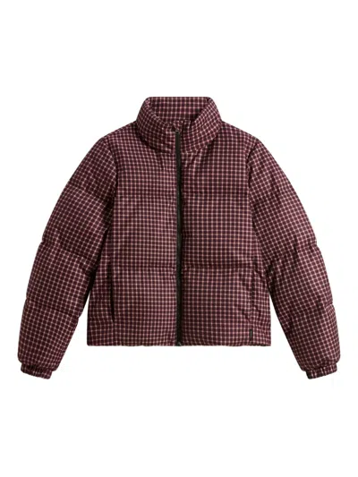 Woolrich Checked Zip Jacket In Burgundy