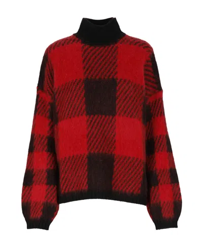 Woolrich Checked-intarsia Knitted Jumper In Red