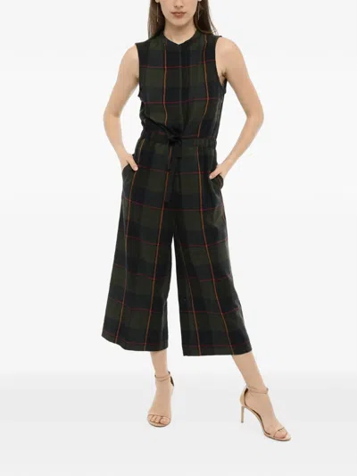 Woolrich Checked-pattern Sleeveless-design Jumpsuit In Green