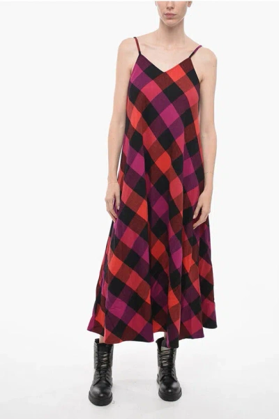 Woolrich Checkered Archive Long Dress In Red