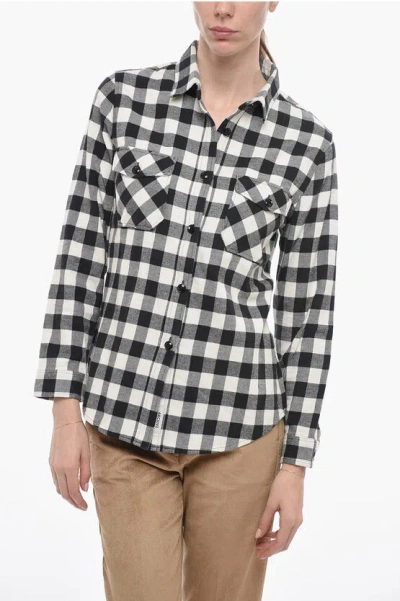 Woolrich Checkered Light Flannel Shirt In Black