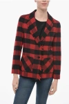 Woolrich Checkered Stretch Wool Blend Blazer