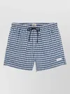 Woolrich Checkered Swim Shorts Elastic Waistband Pockets In Blue
