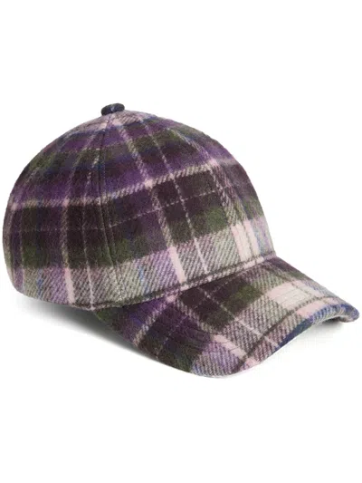 Woolrich Checkered Wool Baseball Cap In Purple