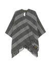 Woolrich Check-pattern Fringed Cape In Gray