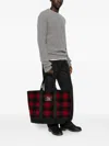 Woolrich Check-pattern Tote Bag In Purple