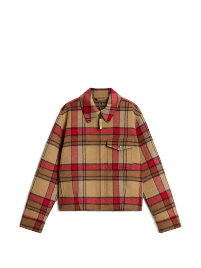Woolrich Check-pattern Zip-up Jacket In Nude
