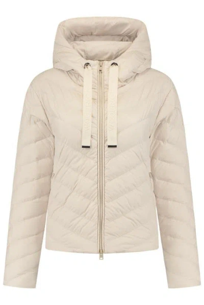 Woolrich Chevron Quilted Hooded Jacket In Beige
