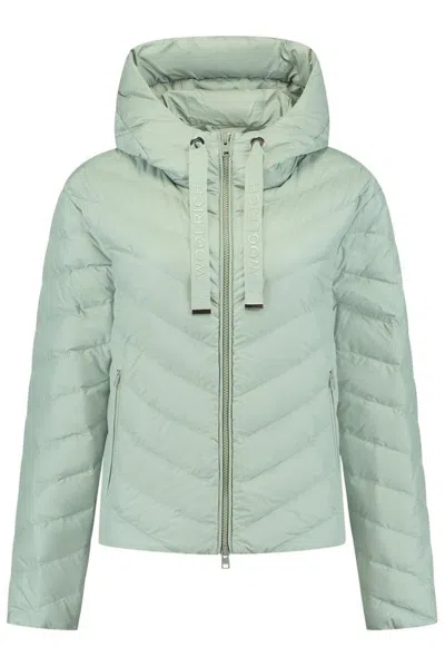 Woolrich Chevron Quilted Hooded Jacket In Green