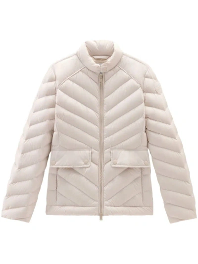 Woolrich Chevron Quilted Short Jacket In White