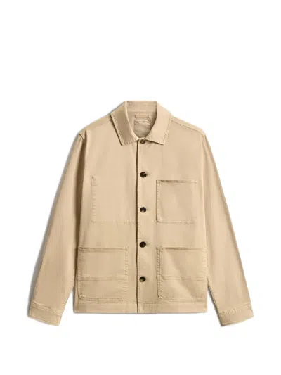 Woolrich Chore Garment-dyed Cotton Overshirt In Neutral