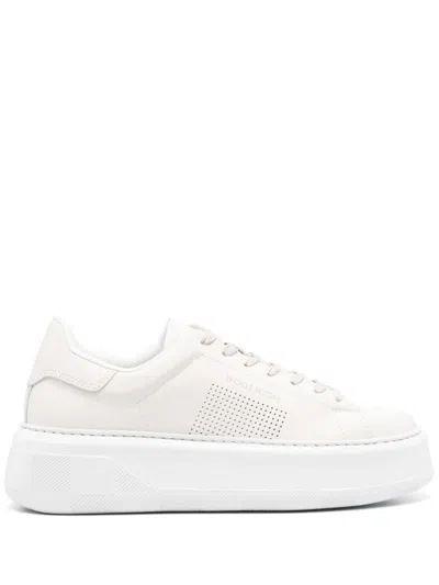 Woolrich Chunky Court Leather Sneakers In Beige