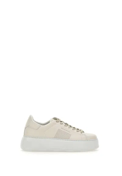 Woolrich Chunky Court Leather Sneakers In Crema