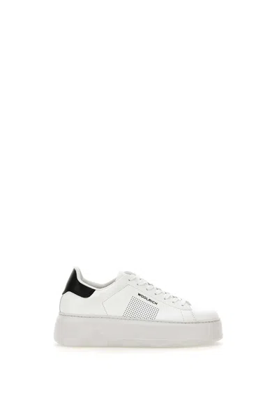 Woolrich Chunky Court Leather Sneakers In White