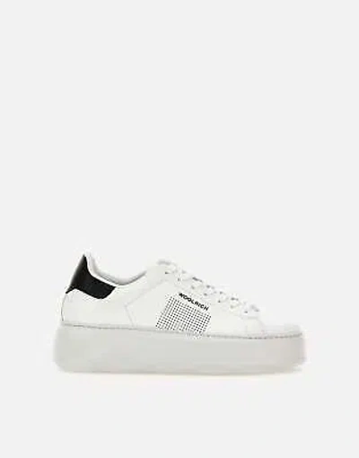 Pre-owned Woolrich Chunky Court Leather Women's Sneakers White 100% Original