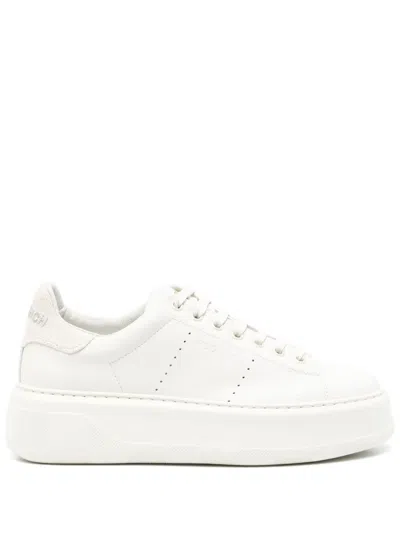 Woolrich Perforated Leather Platform Sneakers In White