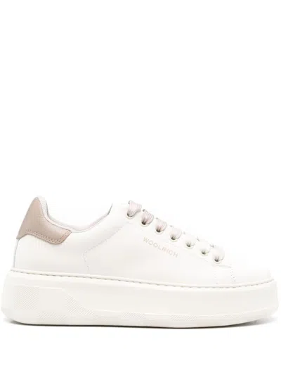 Woolrich Women's Leather Sneakers In White