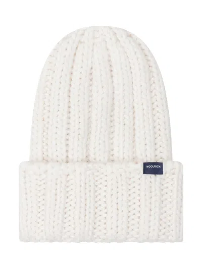 Woolrich Chunky Knit Beanie Hat In Milky Cream