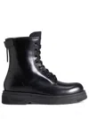 Woolrich Leather Combat Boots In Black