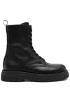 Woolrich Textured Leather Work Boot Coat Boots With Side Leather In Black