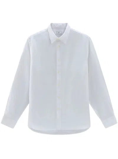 Woolrich Classic Button-down Linen Shirt In White