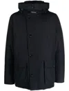 Woolrich Classic Hooded Coat With Front Button Closure In Black