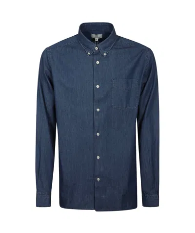 Woolrich Classic Long-sleeved Shirt In Blue