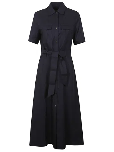 Woolrich Classic Midi Shirt Dress With Belted Waist In Multi