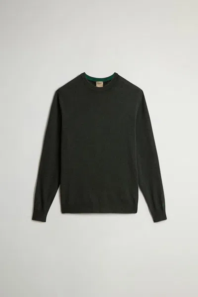 Woolrich Classic Wool Crew Neck Sweater In Greenstone