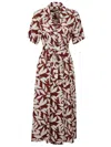 Woolrich Classic Wrap Maxi Dress With Leaf Print In Brown