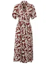 Woolrich Classic Wrap Maxi Dress With Leaf Print In Brown